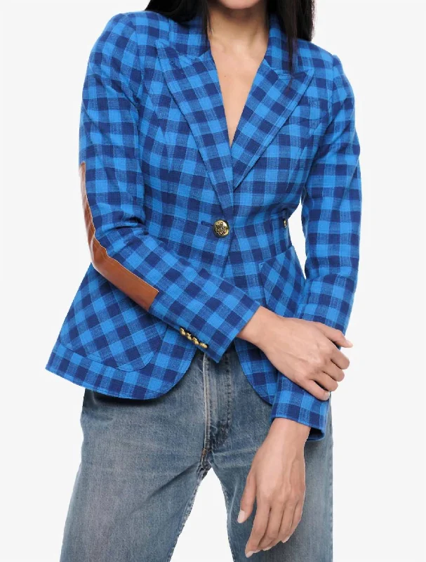 Patch Pocket Blazer In Blue Check W/ Whiskey