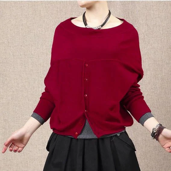 Burgundy Short sweater top opens front original design