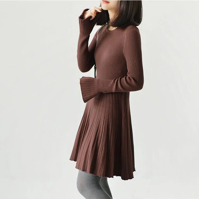 Chocolate tunic dresses fit flare knit dresses spring dress