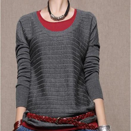 Dark gray woolen sweater shirt top