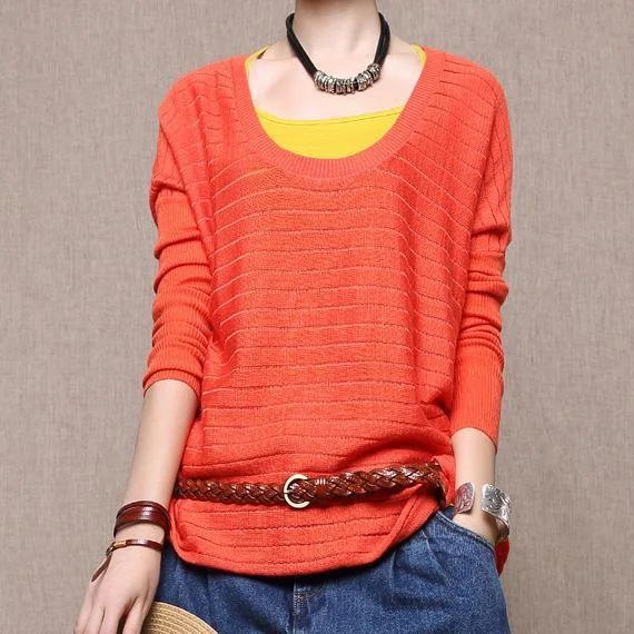 Orange woolen sweater top