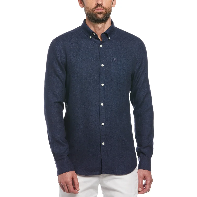 Delave Linen Long Sleeve Button-Down Shirt