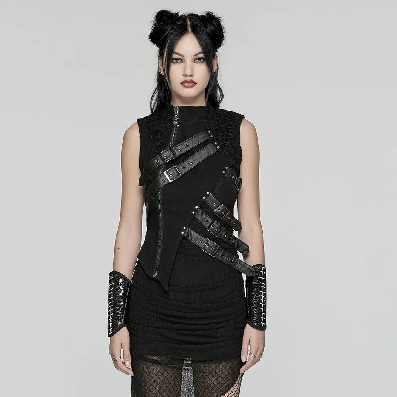 Women's Punk Asymmetric Stand Collar Vest